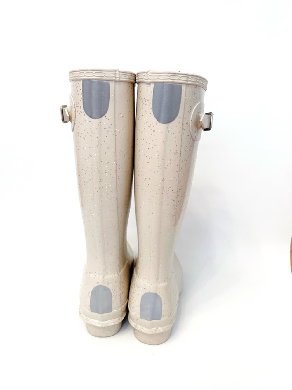 Hunter Cream Original Glitter Rubber Rain Shoes with Embossed Logo - Picture 6 of 11